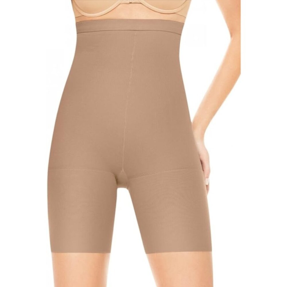 RED HOT SPANX Womens High-Waist Mid Thigh Slimmer Shapewear 1842 Beige Bare Size